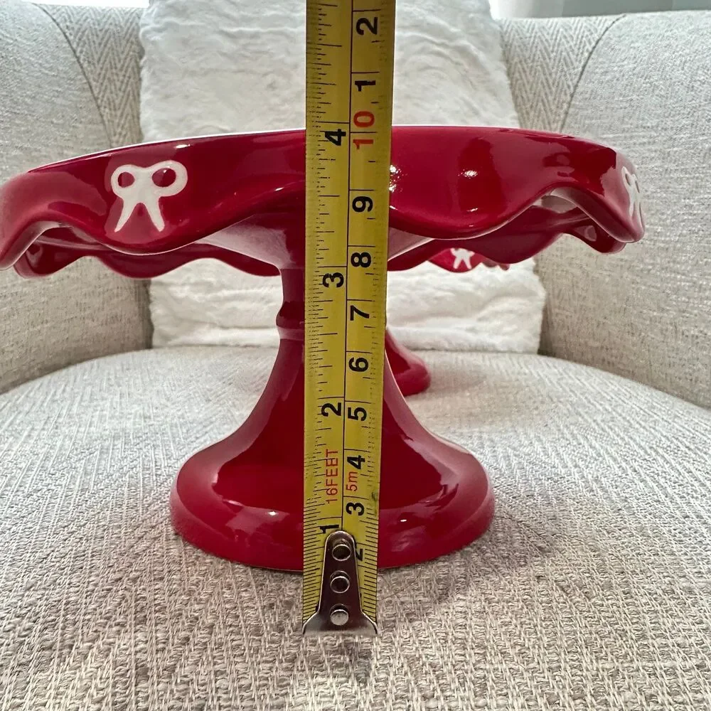 Target Bullseye's Christmas 2025 Ceramic Red Holiday Cake Stand 4